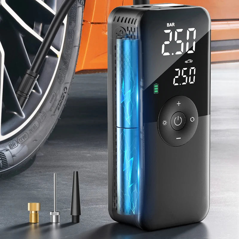 Inflador de neumáticos recargable CARSUN — Compresor de aire portátil, inalámbrico y digital.