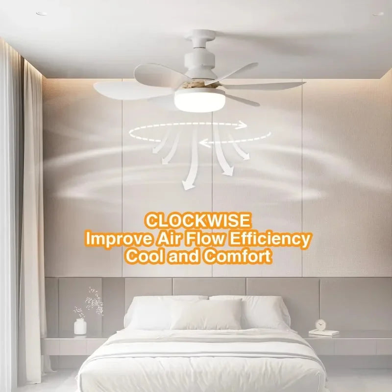 RTONTR: Ventilador de techo de 30 W/40 W con luz LED y mando a distancia, casquillo E27; silencioso para el dormitorio y el salón