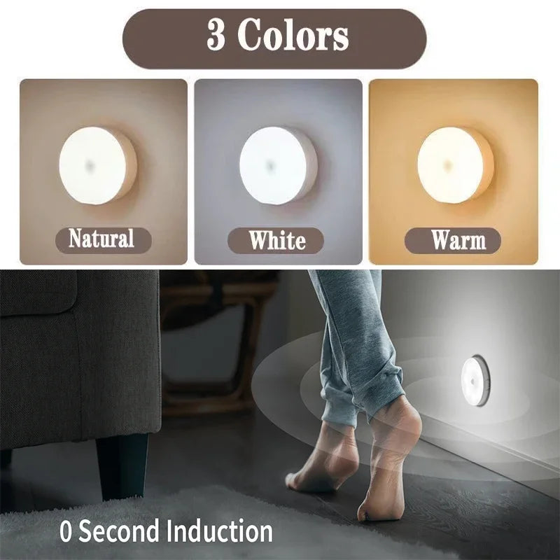Lámpara nocturna LED con sensor de movimiento, recargable por USB, de 2 a 6 unidades. Lámpara nocturna de 3 colores para armarios, vestidores, escaleras y armarios, sin cables.