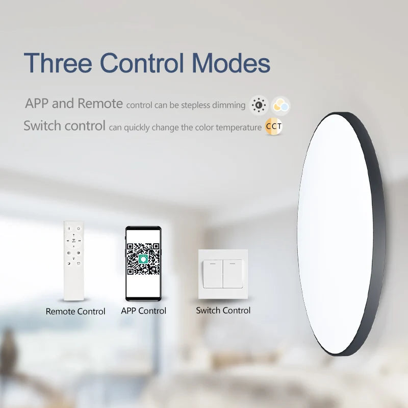 Lámpara de techo inteligente MARPOU, lámpara LED para dormitorio, lámparas de techo grandes, luces LED con mando a distancia, luces LED regulables para habitaciones