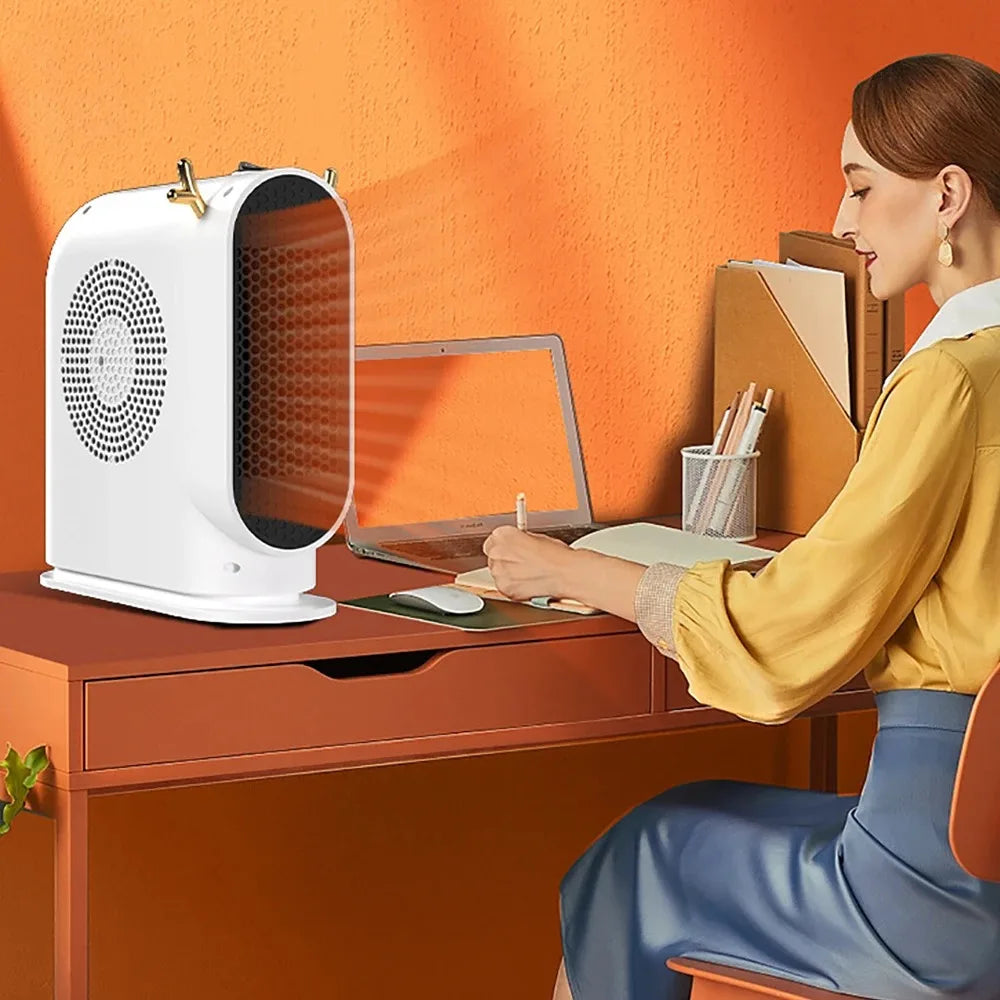 Calefactor Eléctrico de Sobremesa 500W Portátil - Calefactor con Termostato Inteligente y Ventilador, Calefacción Rápida de Invierno para Hogar y Oficina