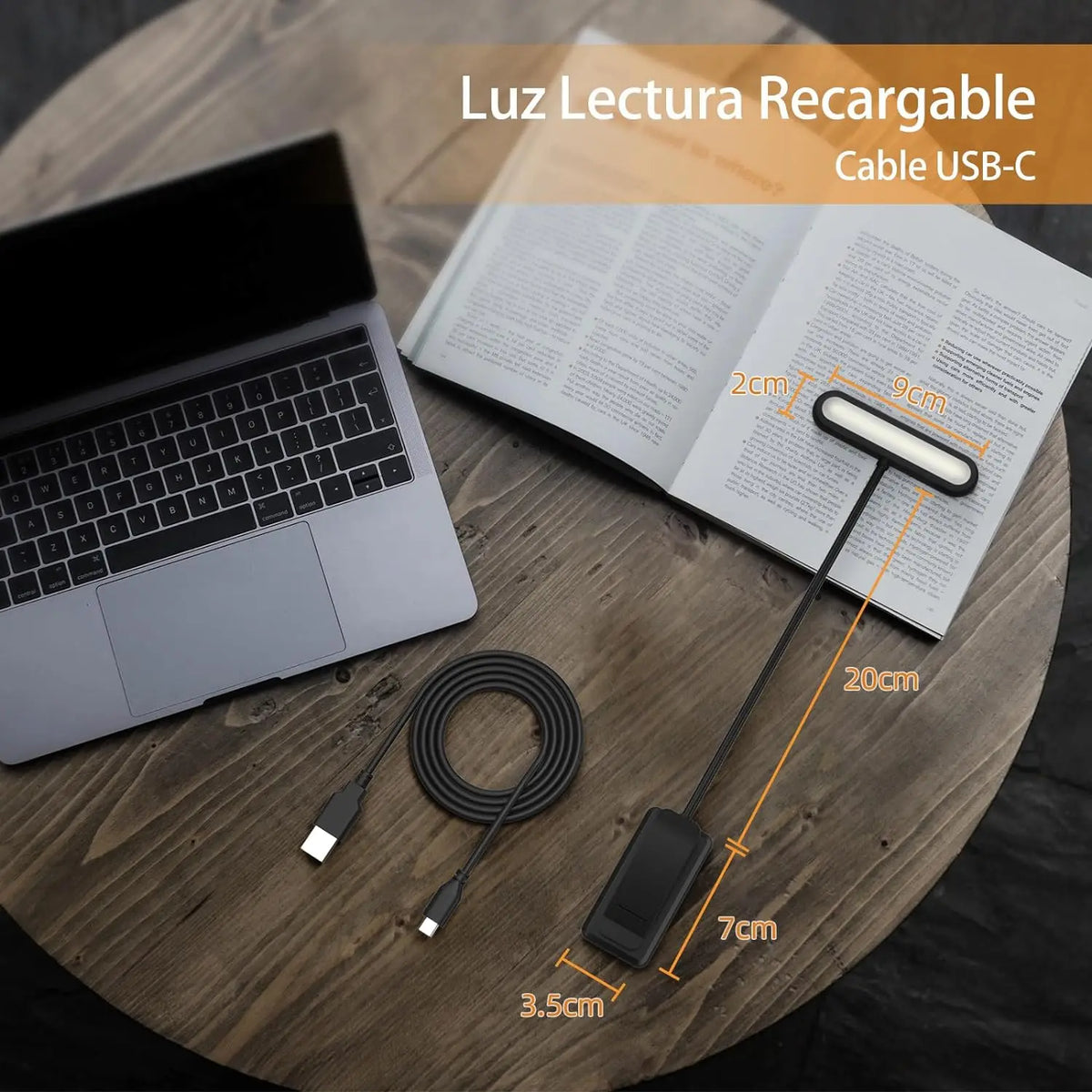 Lámpara de lectura de 14 LED, recargable por USB, luz blanca cálida y fría, luz diurna, portátil, flexible, con clip fácil de colocar, lámpara de lectura nocturna