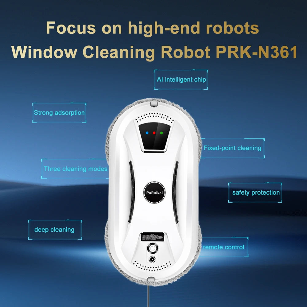 PuRuiKai: robot aspirador ultradelgado, robot limpiacristales, limpiacristales eléctrico con mando a distancia para el hogar