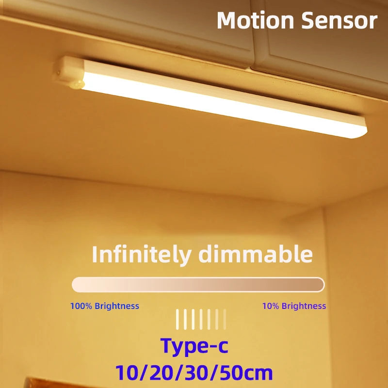 Lámpara con sensor de movimiento, luz nocturna, LED inalámbrica, recargable por USB tipo C, para la iluminación de armarios de cocina, dormitorios, armarios y escaleras