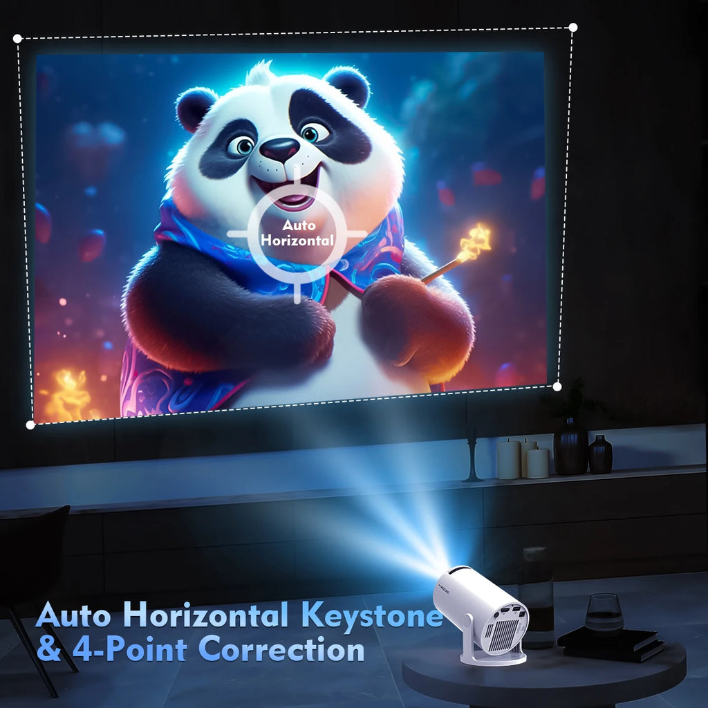 Magcubic HY300pro: con Android 14, Wi-Fi 6, 290 ANSI, 1280 × 720p, 8K, 180°, cable flexible.