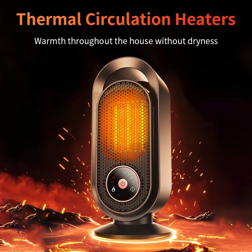 Calefactor Eléctrico Portátil 1000W - Mini Calefactor de Sobremesa con Aire Caliente Inteligente, Calentador Rápido para Hogar, Dormitorio y Oficina en Invierno