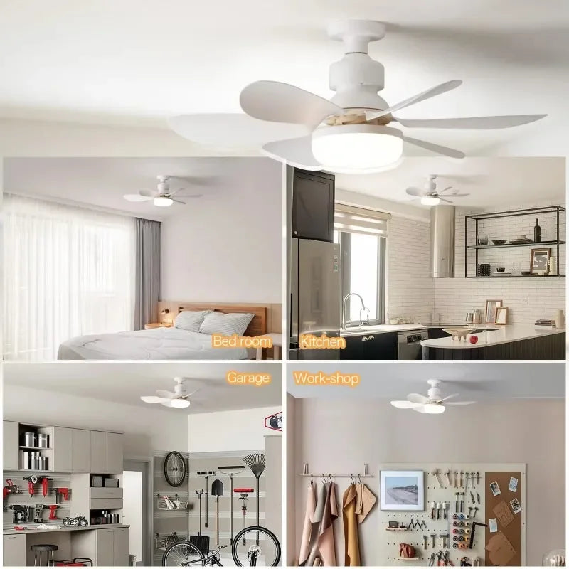 RTONTR: Ventilador de techo de 30 W/40 W con luz LED y mando a distancia, casquillo E27; silencioso para el dormitorio y el salón