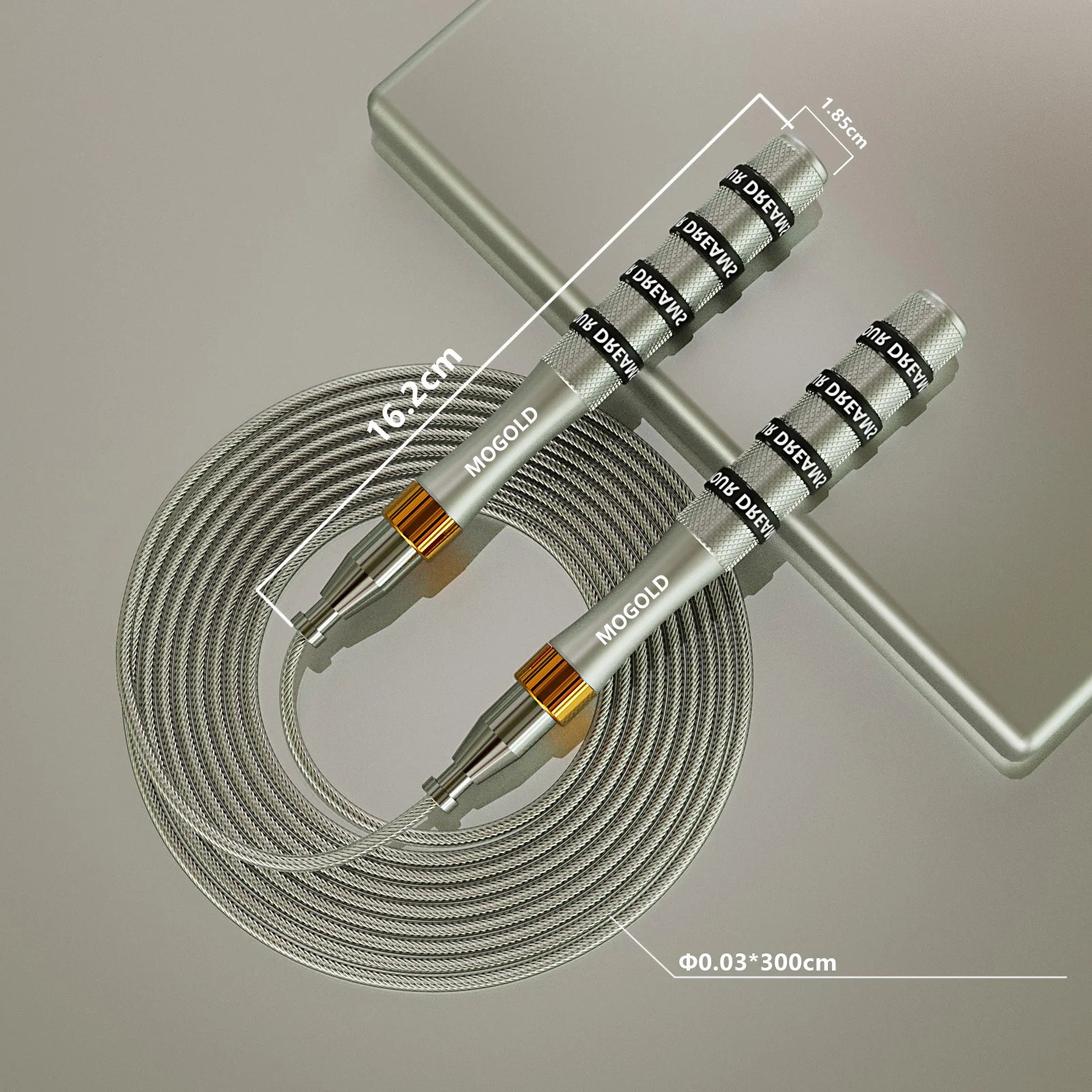 Comba de Saltar con Rodamiento Autoblocante, Mango de Aleación de Aluminio, Longitud de Cuerda Ajustable, Ideal para Aeróbic, Fitness y Competición Escolar