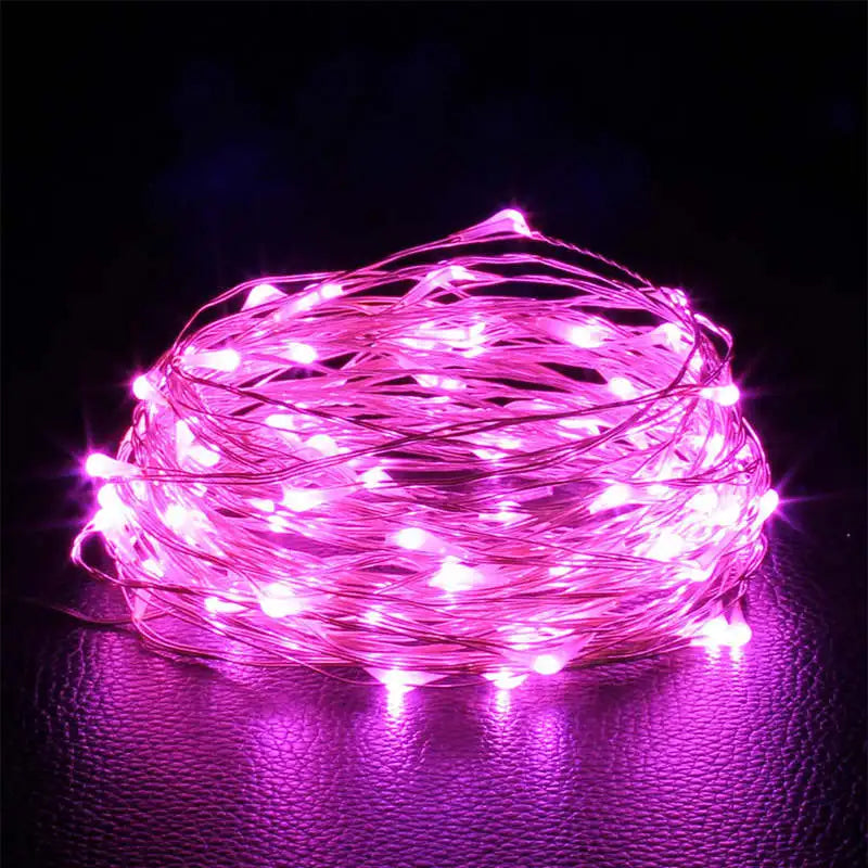 1 paquete de guirnalda de luces LED con hilo de cobre, de 1/2/3/5/10 m, alimentada por pilas, para decorar dormitorios, jardines, fiestas y bodas