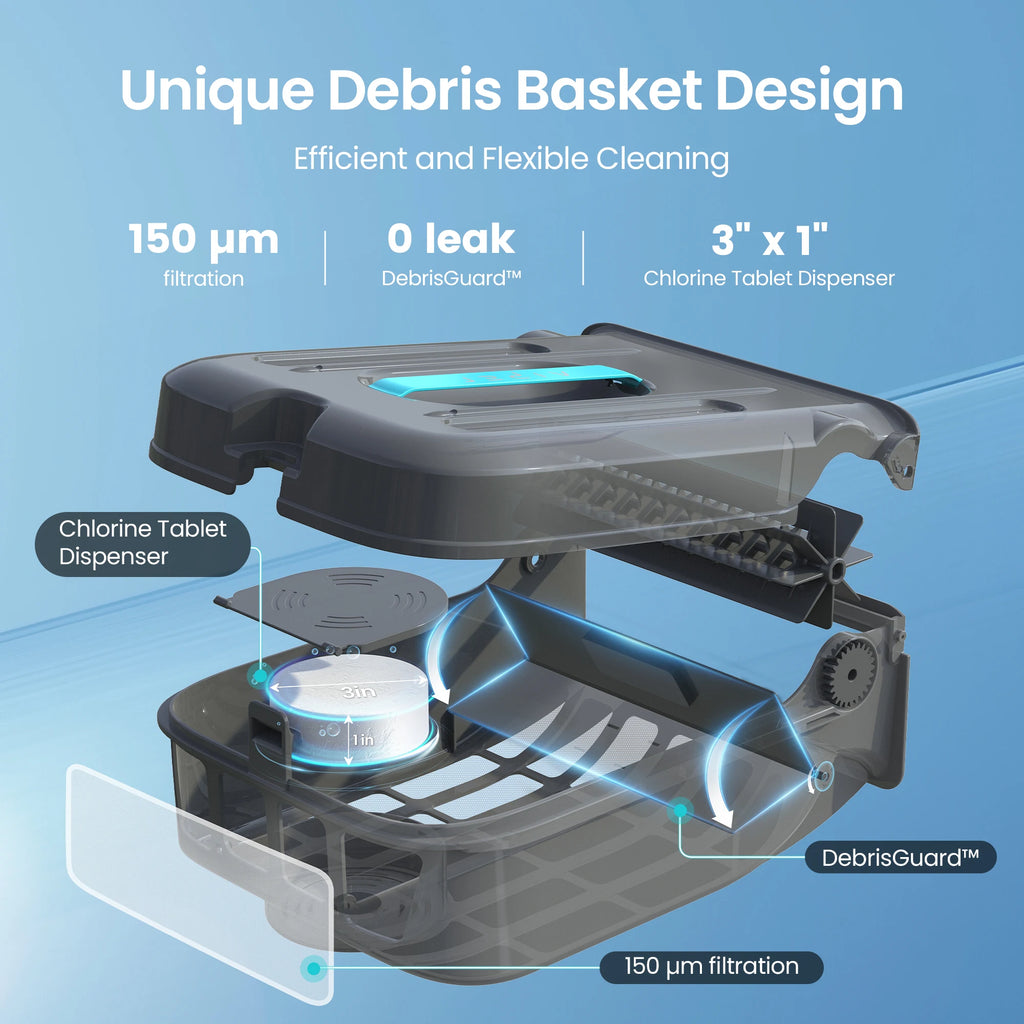 EcoSurfer S2 Robot Skimmer Solar de Piscina, Limpieza de Superficie 24/7, Filtro de 150 µm, Robot de Piscina con Batería y Control por App, Actualizaciones OTA, Detección Inteligente de Obstáculos, Aiper Caja Abierta