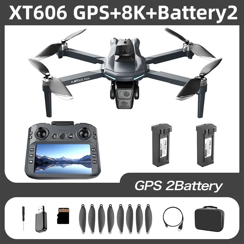 Lenovo XT606: Dron con GPS, cámara profesional 4K y 8K HD, pantalla FPV, sistema de evitación de obstáculos de 360°, cuadricóptero
