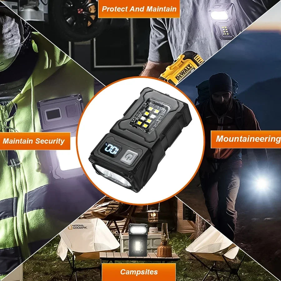 ESMARTER, linterna portátil con imán en la parte trasera, linterna superbrillante, luz de emergencia lateral con tecnología COB