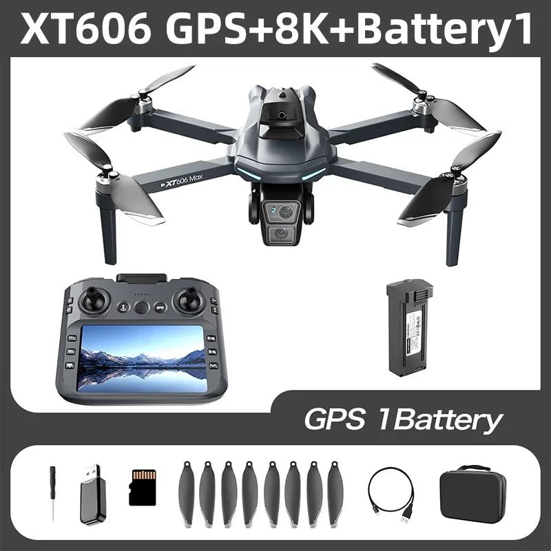 Lenovo XT606: Dron con GPS, cámara profesional 4K y 8K HD, pantalla FPV, sistema de evitación de obstáculos de 360°, cuadricóptero