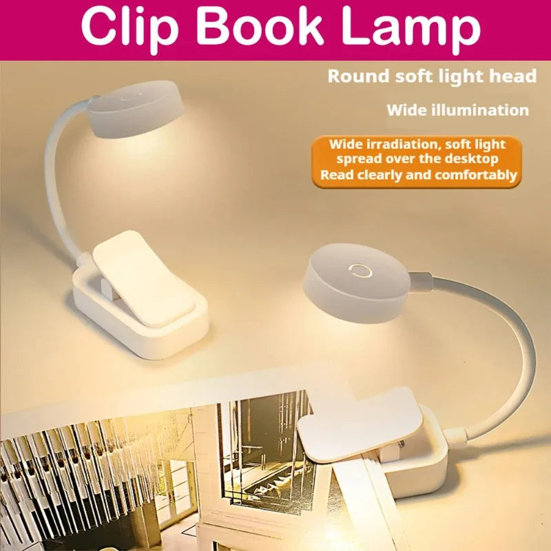 Mini lámpara de mesa con clip LED para libros, con protección ocular, 3 colores, alimentada por pilas, luz nocturna, portátil, de mesilla de noche, ideal para estudiantes y para leer