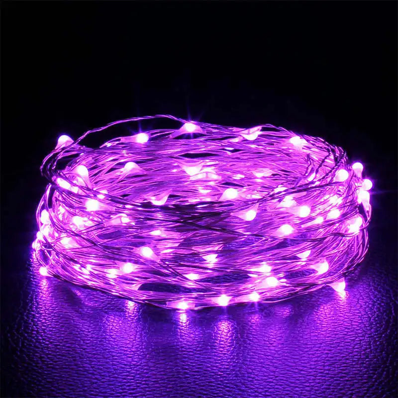 1 paquete de guirnalda de luces LED con hilo de cobre, de 1/2/3/5/10 m, alimentada por pilas, para decorar dormitorios, jardines, fiestas y bodas