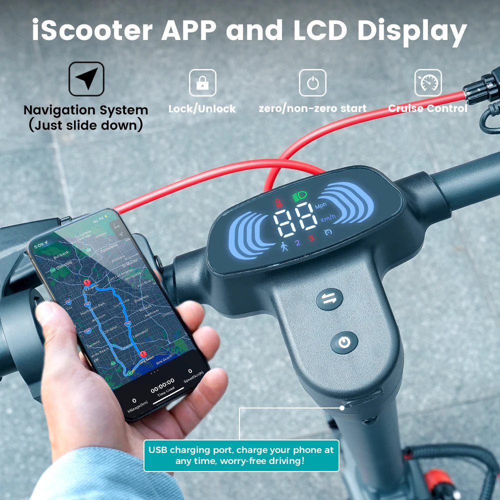 iScooter i10Pro: 10 pulgadas 15Ah Patinetes 45km/h Patinete Eléctrico Plegable 60KM Autonomía Patinetes Potentes con APP