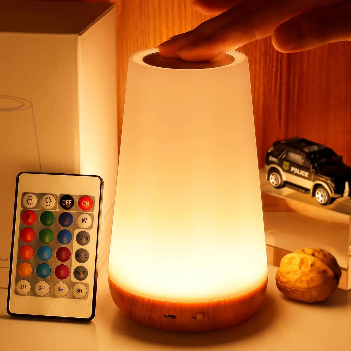 Lámpara nocturna de 13 colores que cambian, con mando a distancia, control táctil, recargable por USB, RGB, intensidad regulable, portátil, de mesa y de mesita de noche