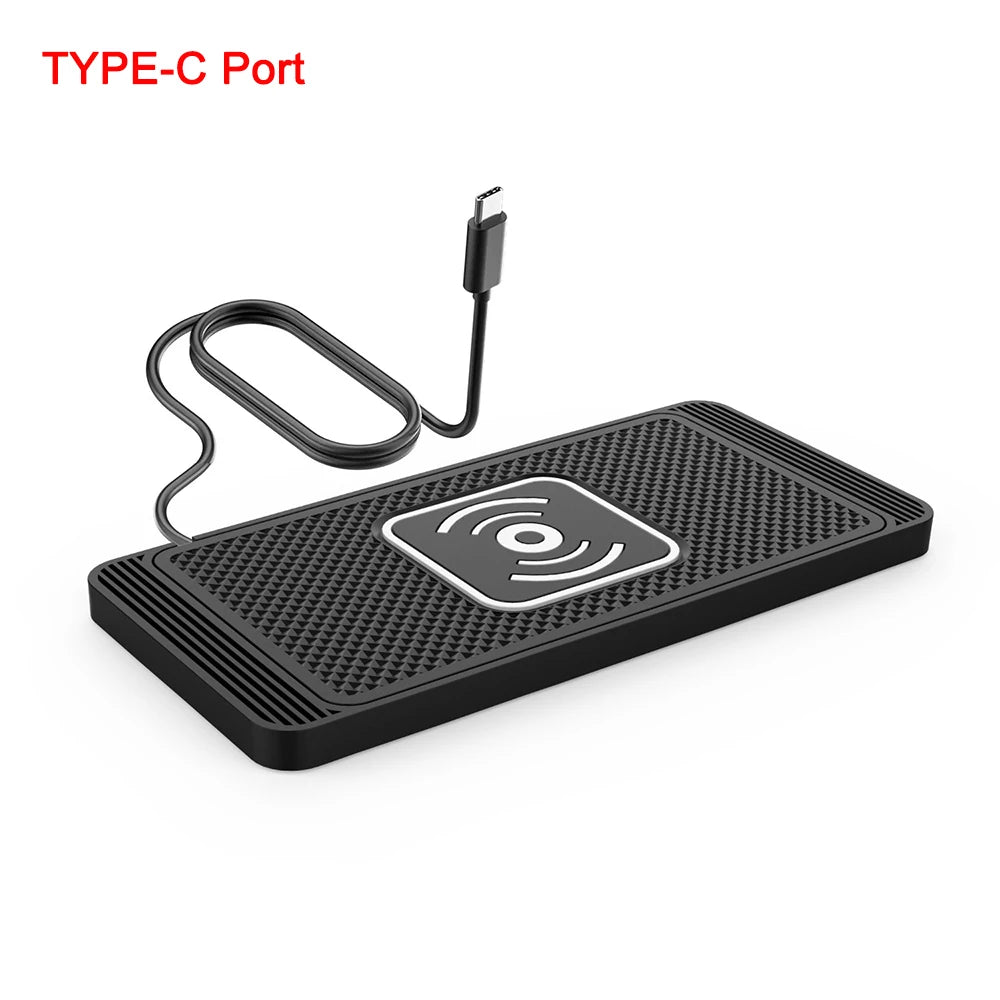 Cargador inalámbrico para coche para iPhone 16, 15, 15 Pro Max, 14, 13, 12 y X; Samsung S24 y S23. Cargador inalámbrico para coche con base de silicona y soporte. Cargador rápido