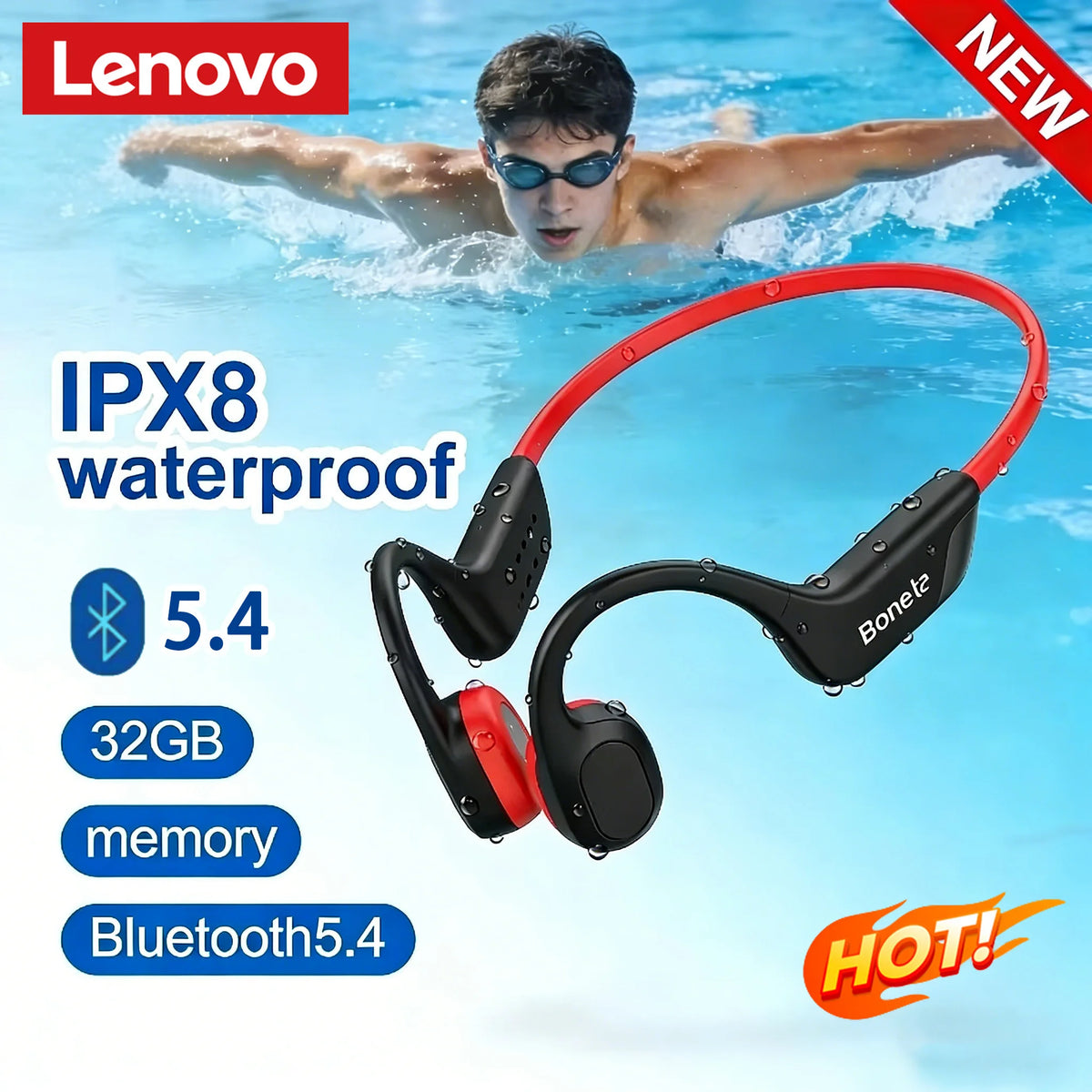 Auriculares Lenovo de Conducción Ósea | Bluetooth Inalámbrico Deportivo