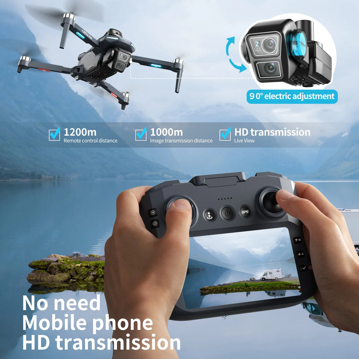 Lenovo XT606: Dron con GPS, cámara profesional 4K y 8K HD, pantalla FPV, sistema de evitación de obstáculos de 360°, cuadricóptero
