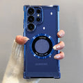 Funda de carga inalámbrica magnética con acabado de lujo para Samsung S26, S25, S24 Ultra, S23 FE, S22 Plus y Note 20. Funda protectora transparente para la cámara.