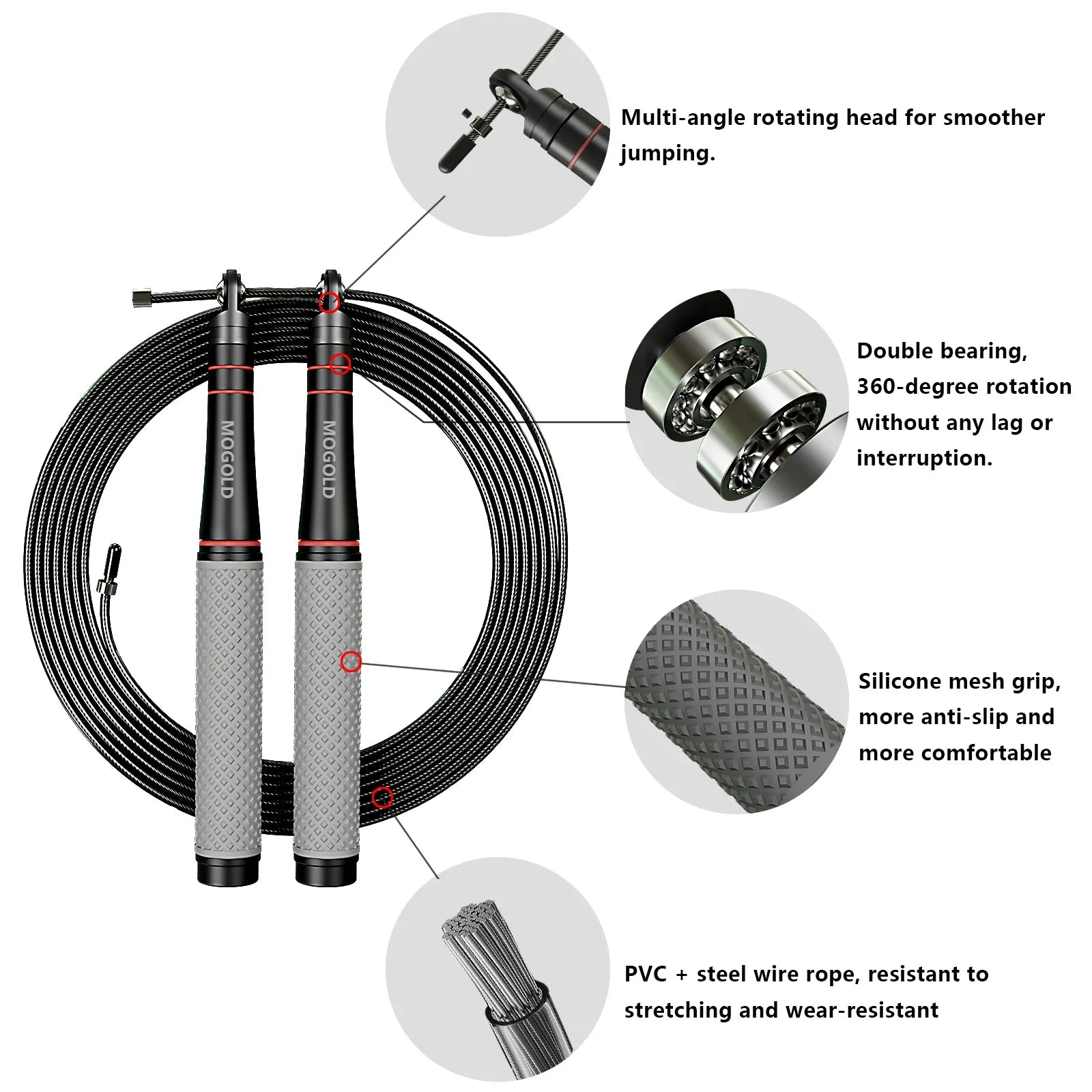 Comba de Velocidad para Saltar, Cuerda Ajustable de Alta Resistencia, Diseño Ligero, Rotación Suave con Rodamiento de Bolas, Ideal para Entrenamiento de CrossFit