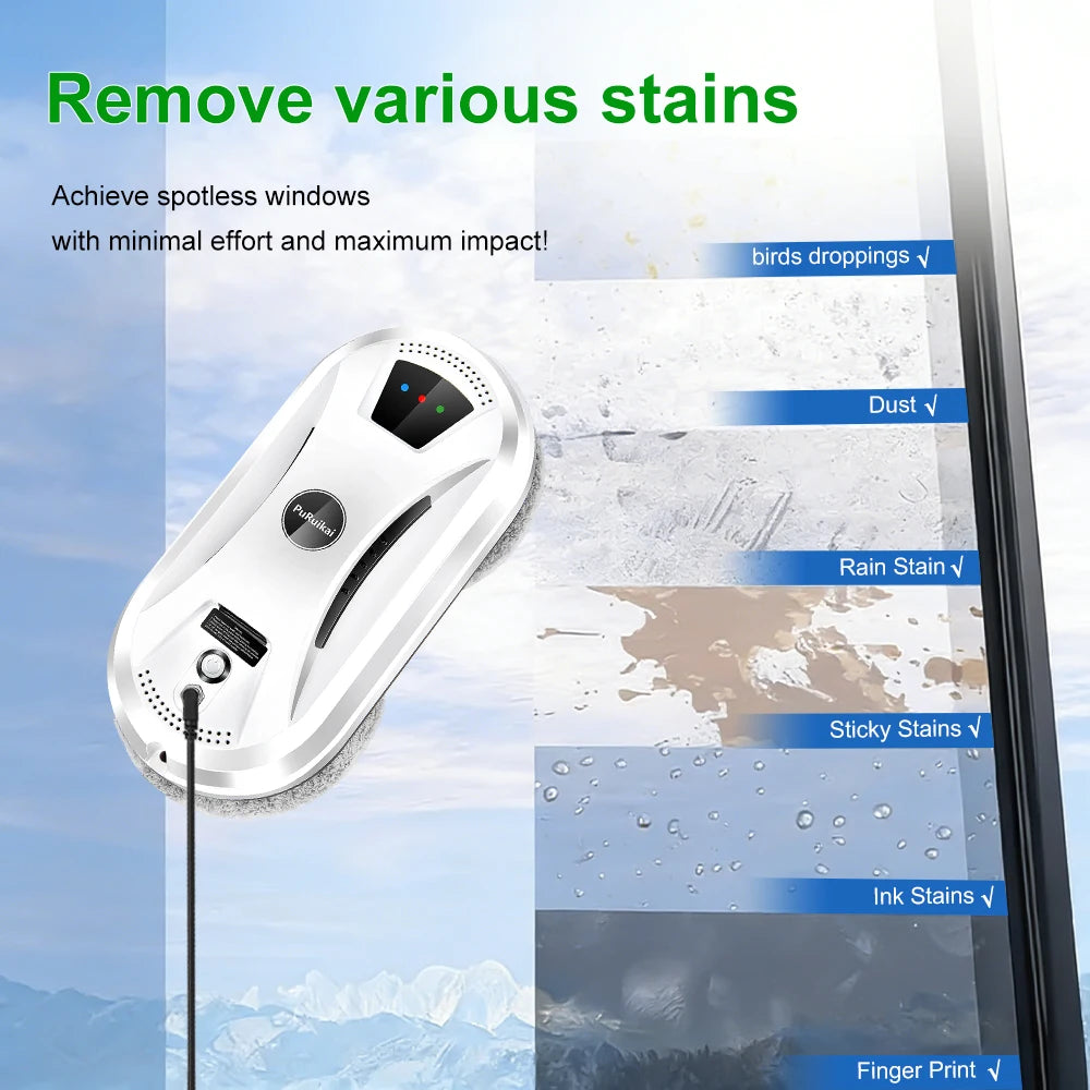 PuRuiKai: robot aspirador ultradelgado, robot limpiacristales, limpiacristales eléctrico con mando a distancia para el hogar