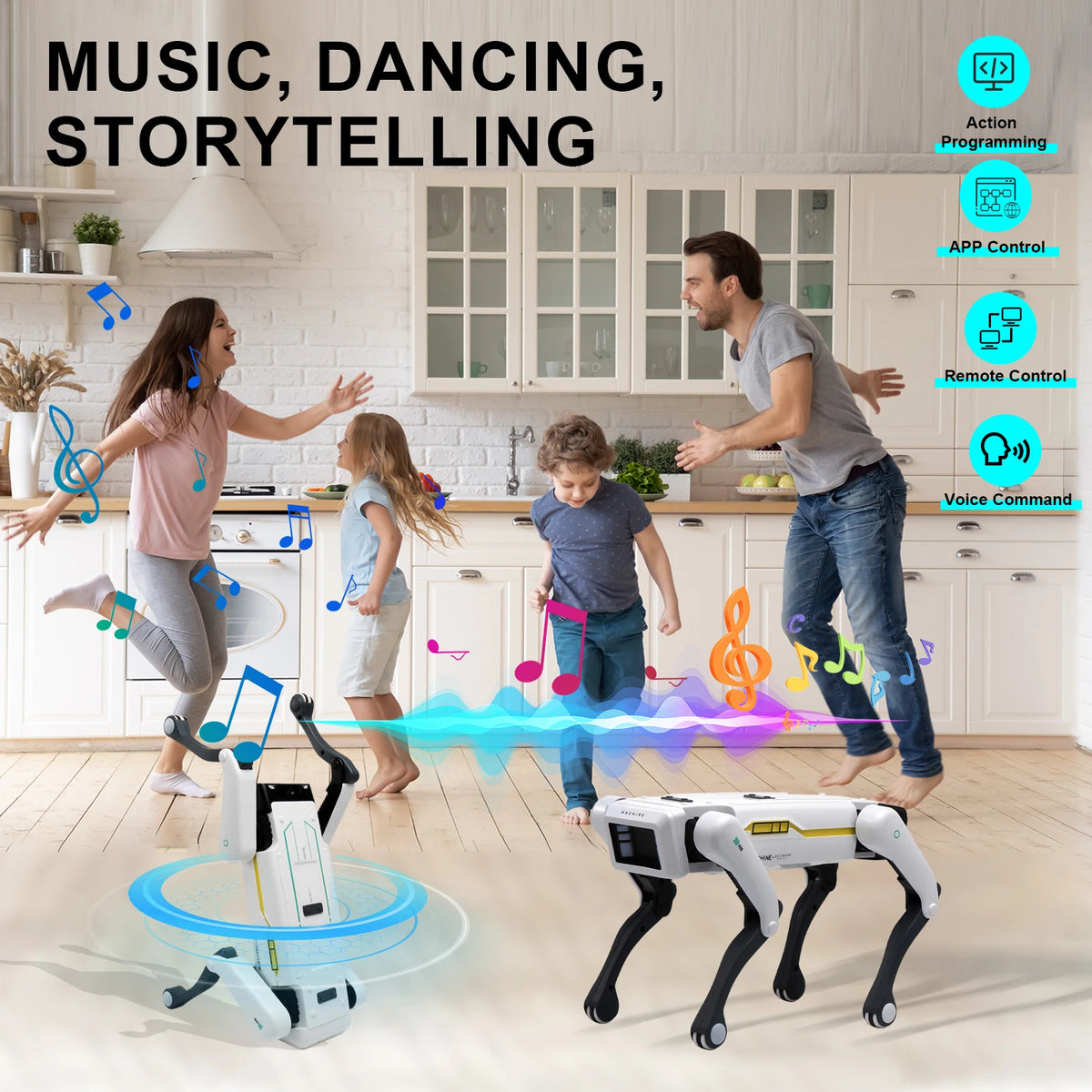 Perro Robot RC Inteligente con IA - Diálogo por Voz, Control Remoto por APP, Programable, Canta y Baila - Juguete para Niños