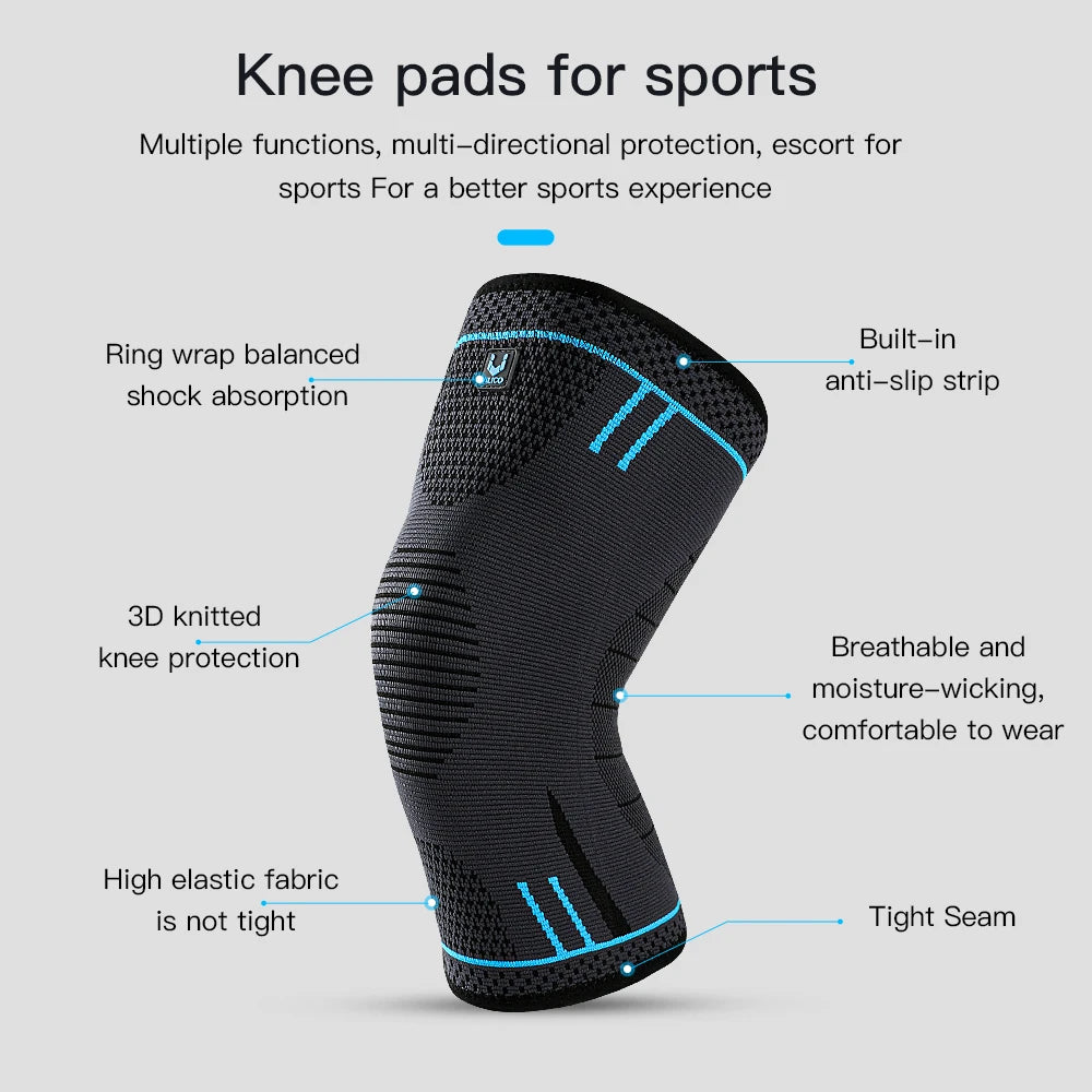 Rodillera de Compresión Elástica Transpirable con Resortes | Manga de Soporte para Rodilla | Protector Deportivo para Gym, Baloncesto, Voleibol y Running - 1 Pieza