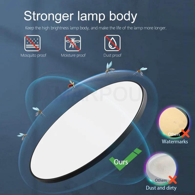 Lámpara de techo inteligente MARPOU, lámpara LED para dormitorio, lámparas de techo grandes, luces LED con mando a distancia, luces LED regulables para habitaciones