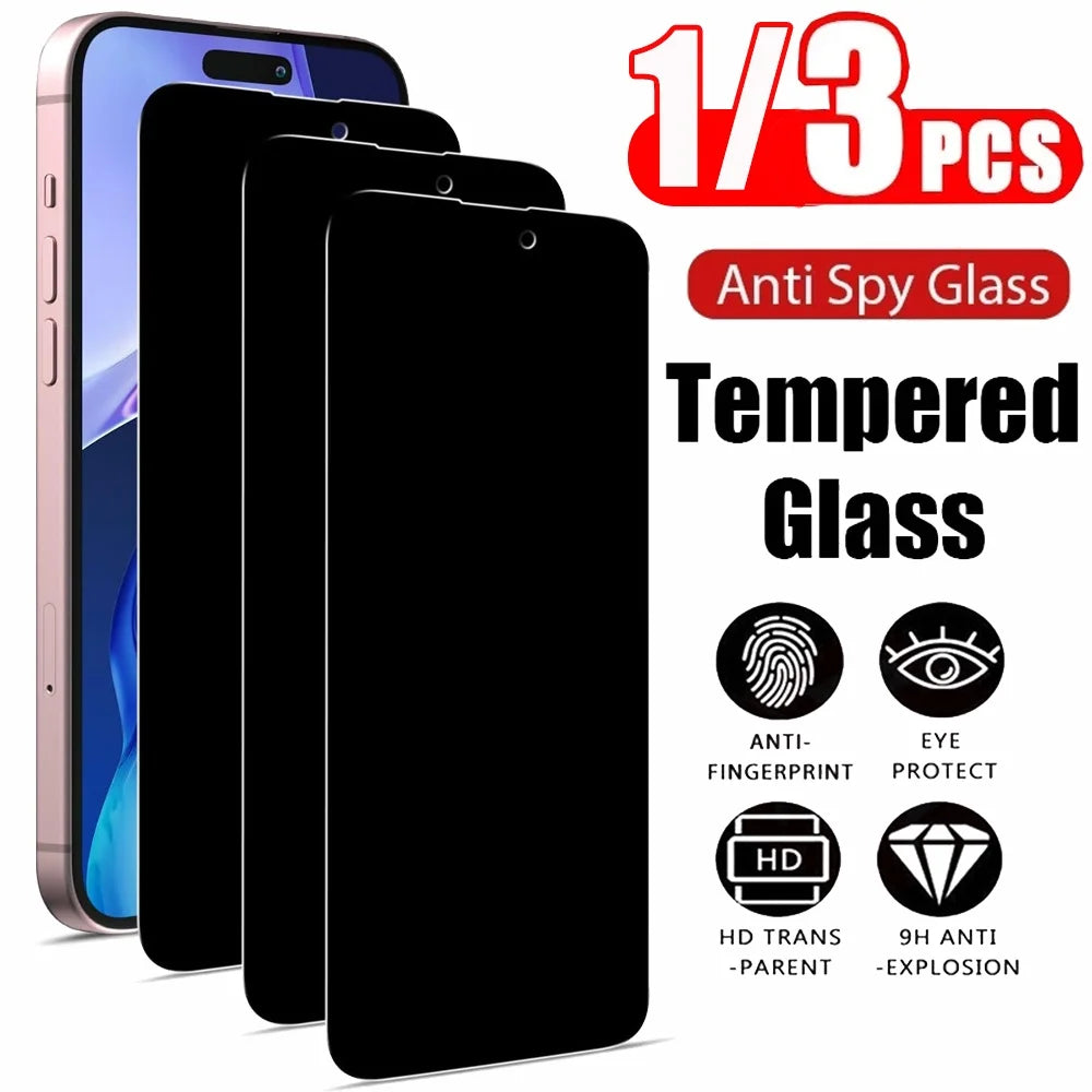 1-3 unidades de cristal templado antiespía para iPhone 18, 17, 17e, 16e, 16 y 15 Pro Max; protector de pantalla de privacidad para iPhone 15, 14 Plus, 13, 12 y 11 Pro Max