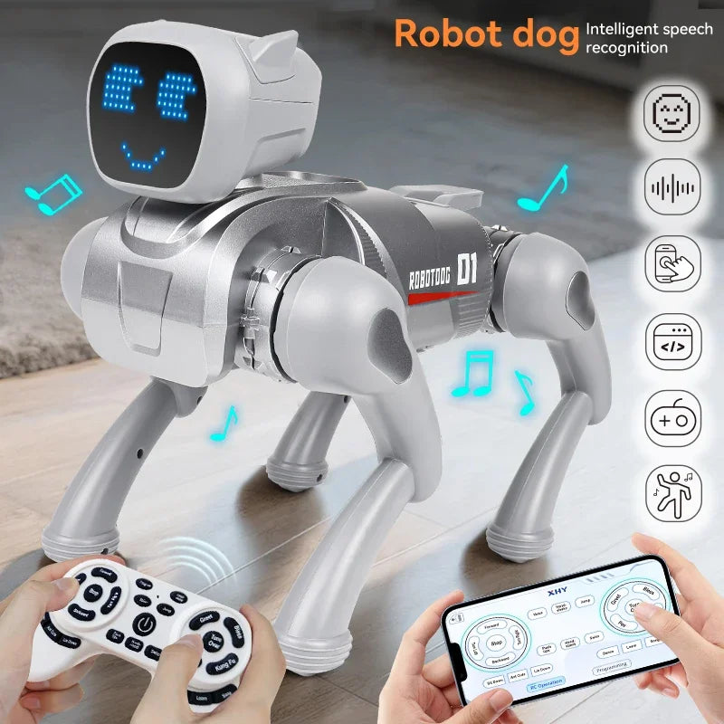Perro robot inteligente, juguete compañero con IA, comandos de voz, 20 tipos de programación de acciones, canta y cuenta historias, regalo para niños
