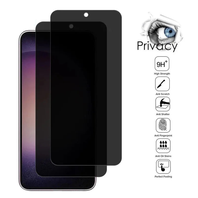 Cristal templado de privacidad para Samsung Galaxy S24 y S23 Plus. Protector de pantalla antiespía con función de huella dactilar para Samsung S22, S26 y S25