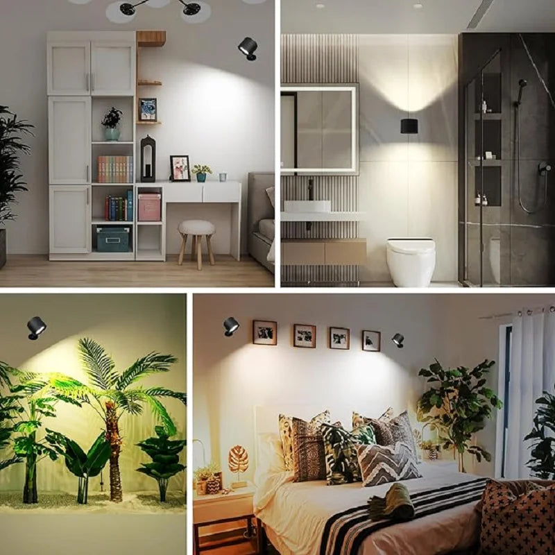 Apliques de pared LED con control táctil, lámpara de pared de doble cabezal, giratoria 360°, 3 colores, luces de pared e luces nocturnas inalámbricas para el dormitorio
