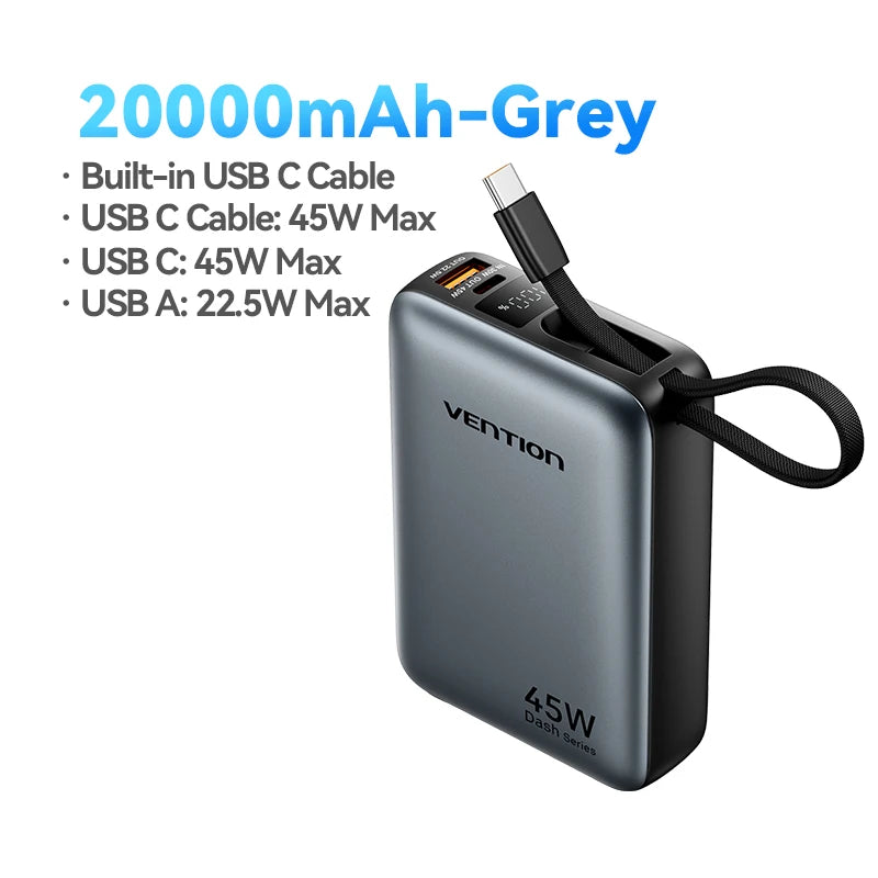 Vention CCC de 45 W y 20 000 mAh con carga rápida.