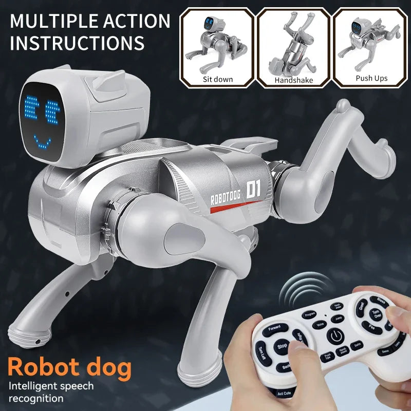 Perro robot inteligente, juguete compañero con IA, comandos de voz, 20 tipos de programación de acciones, canta y cuenta historias, regalo para niños