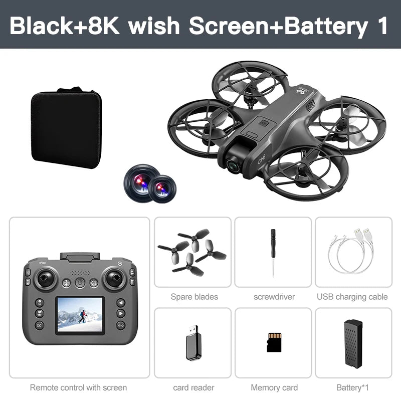 Lenovo V666 : mini dron profesional de 4K para tomas aéreas, con doble cámara de 8K, sistema inteligente de evitación de obstáculos y cuadricóptero sin escobillas.