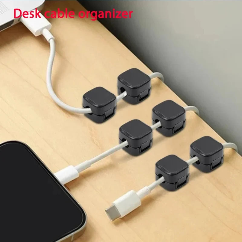 Sujetacables magnético, sujetacables adhesivo, organizador de cables para el hogar y la oficina, para organizar los cables debajo del escritorio