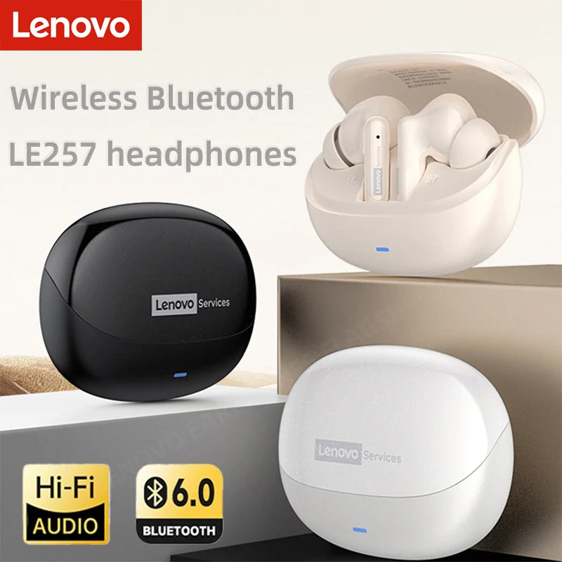 Lenovo LE257 TWS con Bluetooth 6.0, sonido Hi-Fi, reducción de ruido en llamadas (ENC)