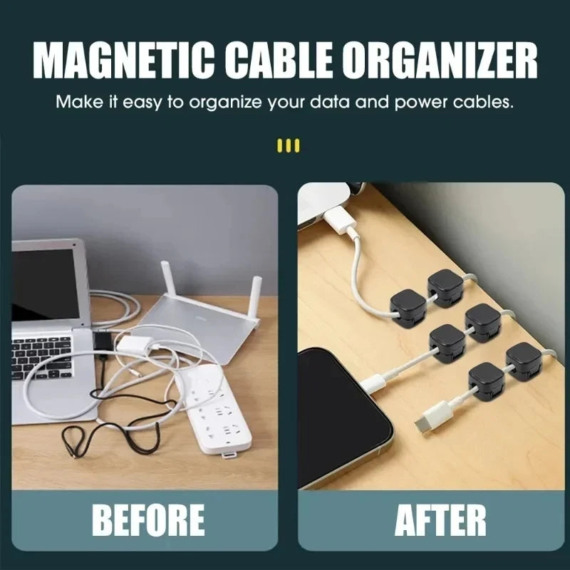 Sujetacables magnético, sujetacables adhesivo, organizador de cables para el hogar y la oficina, para organizar los cables debajo del escritorio