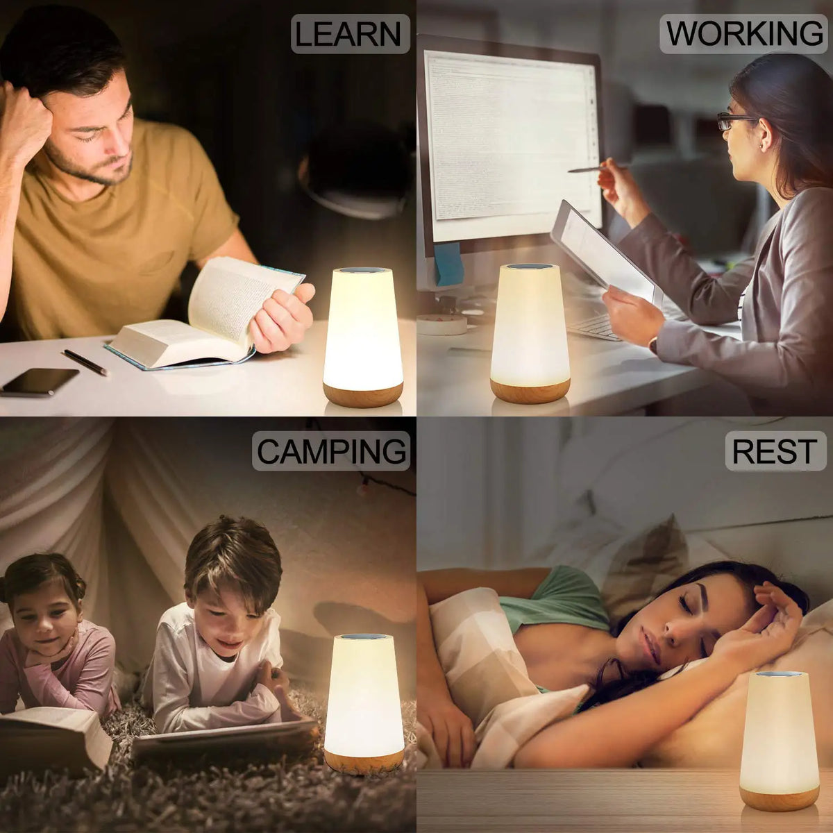 Lámpara nocturna de 13 colores que cambian, con mando a distancia, control táctil, recargable por USB, RGB, intensidad regulable, portátil, de mesa y de mesita de noche