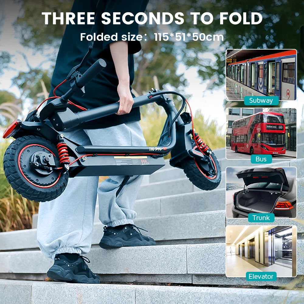 iScooter i10Pro: 10 pulgadas 15Ah Patinetes 45km/h Patinete Eléctrico Plegable 60KM Autonomía Patinetes Potentes con APP