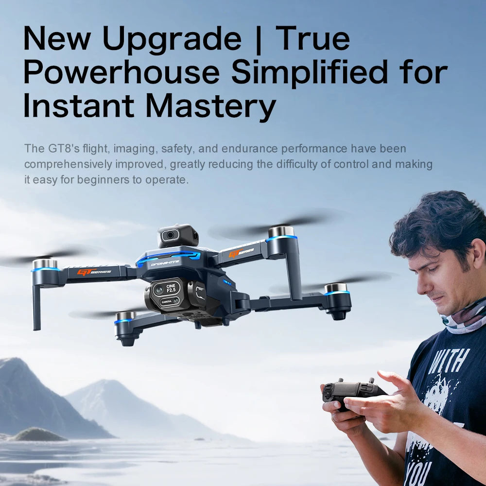 Lenovo GT8: Dron profesional 8K con doble cámara, GPS, FPV, motor sin escobillas, flujo óptico, función de vuelo estacionario y cuadricóptero plegable.