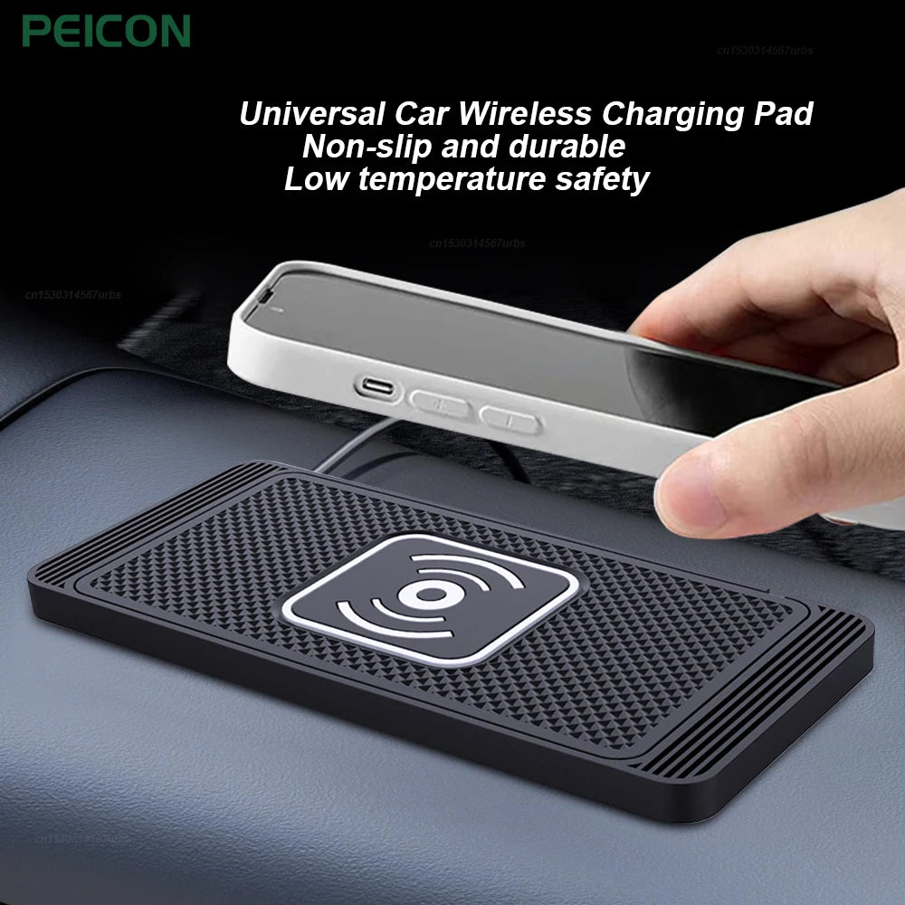 Cargador inalámbrico para coche para iPhone 16, 15, 15 Pro Max, 14, 13, 12 y X; Samsung S24 y S23. Cargador inalámbrico para coche con base de silicona y soporte. Cargador rápido