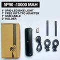 Fivemi 5Led Luces de Bicicleta MTB 10000MAH Luz de Bicicleta Recargable Linterna Bicicleta Accesorios de Ciclismo para Exteriores para Patinete Eléctrico