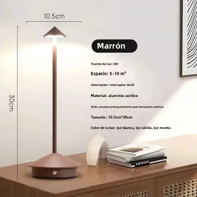 Lámpara de mesa LED recargable con sensor táctil, lámpara de noche para restaurante, hotel, bar y dormitorio, con 3 temperaturas de color y regulación continua de la intensidad