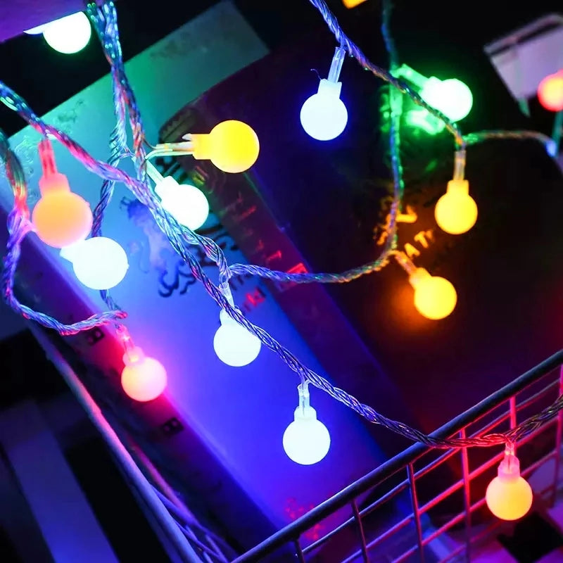 Guirnalda de luces LED esféricas de 10 m, con alimentación por USB o batería, para exteriores, lámparas de boda, jardín, luces de hadas y decoración navideña