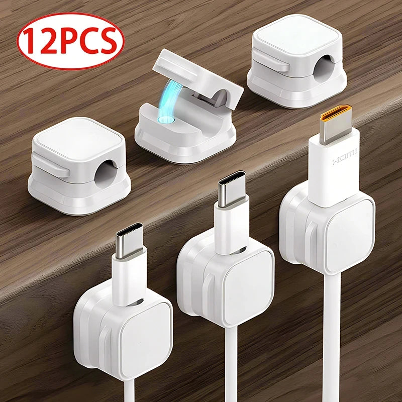 Sujetacables magnético, sujetacables adhesivo, organizador de cables para el hogar y la oficina, para organizar los cables debajo del escritorio