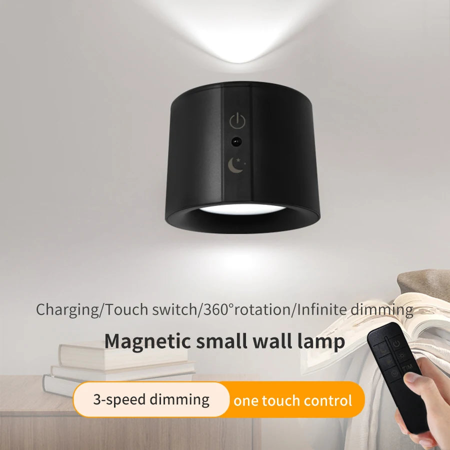 Apliques de pared LED con control táctil, lámpara de pared de doble cabezal, giratoria 360°, 3 colores, luces de pared e luces nocturnas inalámbricas para el dormitorio