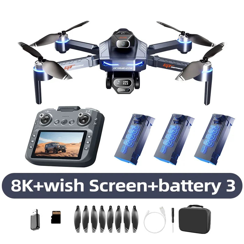 Lenovo GT8: Dron profesional 8K con doble cámara, GPS, FPV, motor sin escobillas, flujo óptico, función de vuelo estacionario y cuadricóptero plegable.